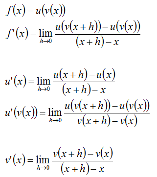 Kettenregel, Ableitungen f, u und v