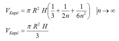 Volumenformel für unendlich viele Stufen