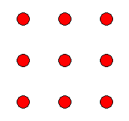Verbindein Sie die Punkte mit vier geraden Linien, ohne abzusetzen!