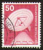 50 Pf, Erdfunkstelle Raisting, gestempelt